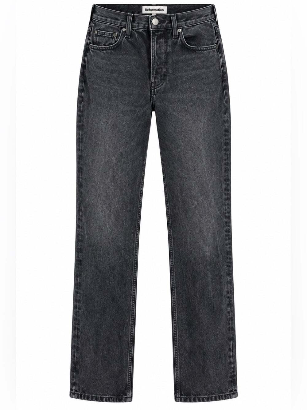 Reformation Jeans Black 26 High Rise Straight Leg 90s Faded Denim Minimalist